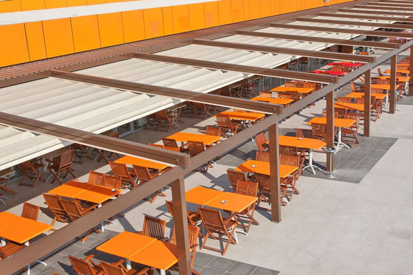 Retractable Motorised Roof Pergola Awning London Commercial Architecture Outdoor