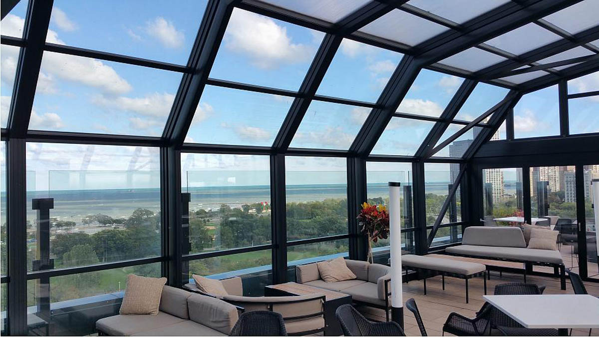 Retractable Glass Skylights Free Standing