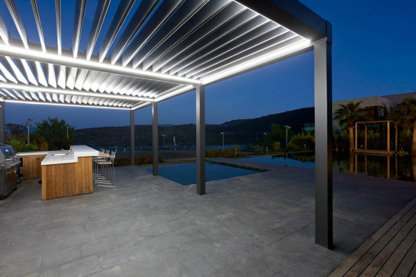 Retractable Tilting Louvred Roof System Awning Frame Retractable Tilting Louvred Roof System Awning Frame