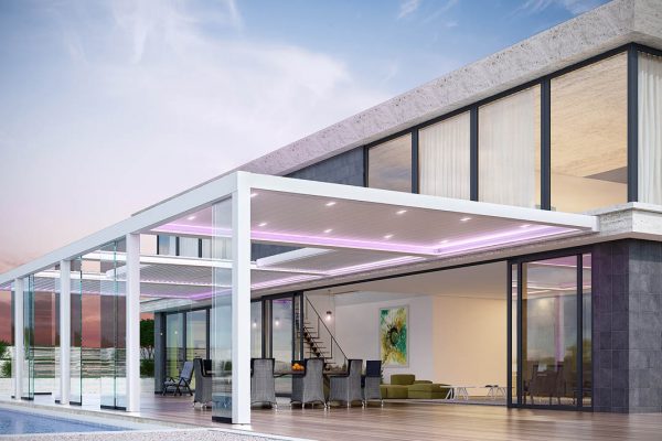 Retractable Tilting Louvred Roof System Awning Frame Retractable Tilting Louvred Roof System Awning Frame