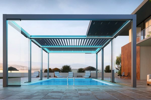 Retractable Tilting Louvred Roof System Awning Frame Retractable Tilting Louvred Roof System Awning Frame