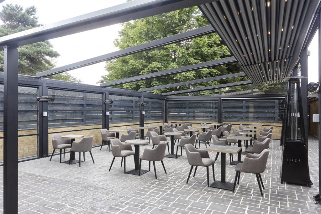 Bentley Golf Club Retractable Roof System Outdoor Dining