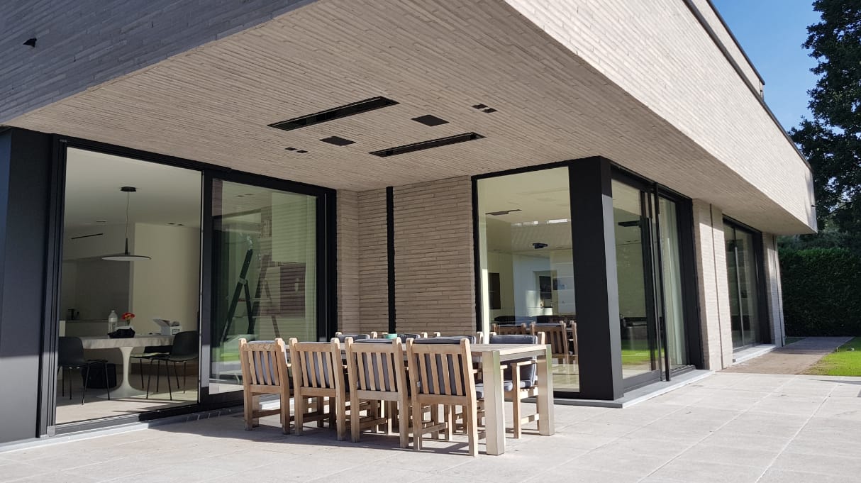 Outdoor Heating Parasols External Venetian Retractable Motorised Roof Pergola Awning London Commercial Architecture Outdoor