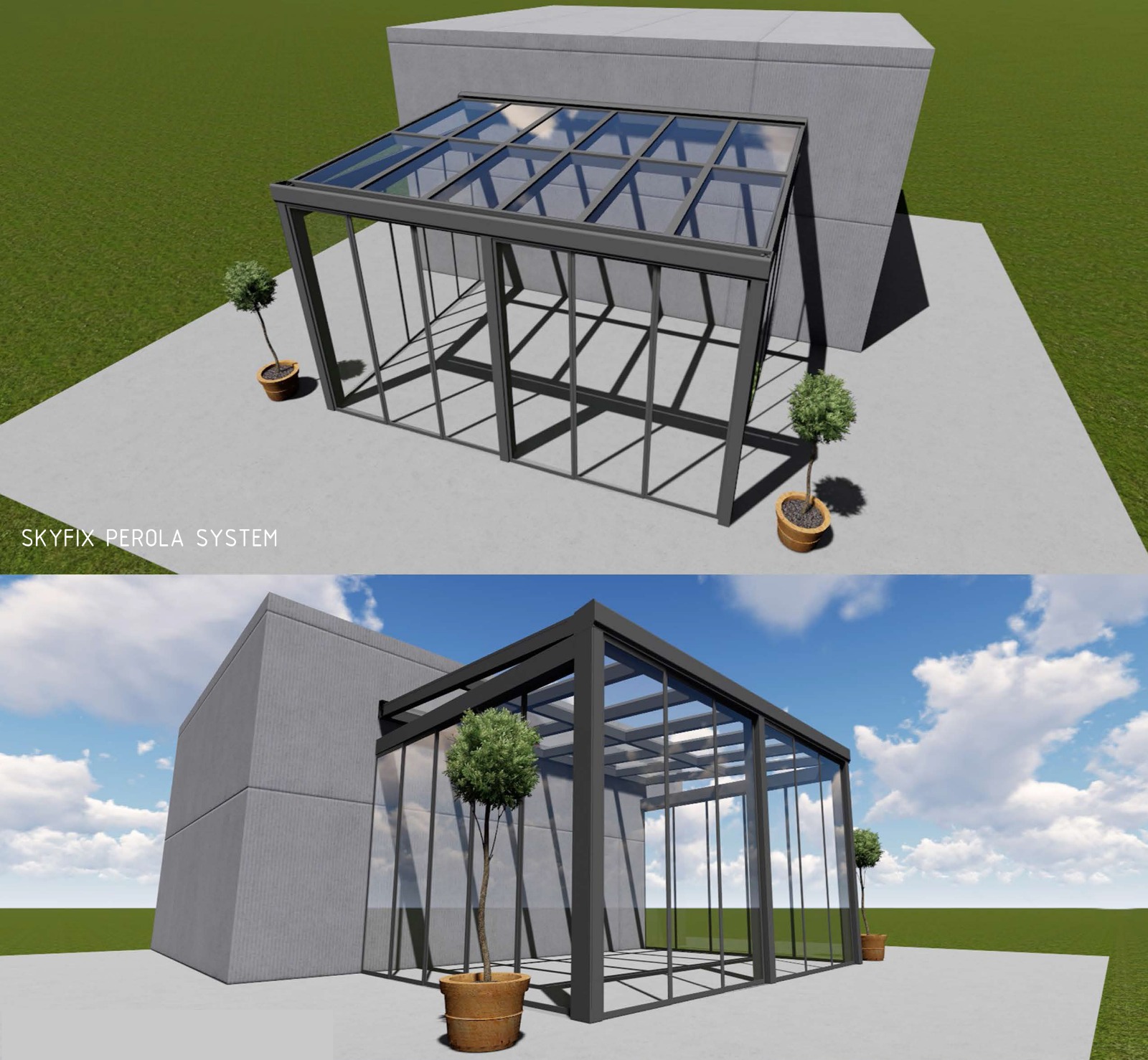 Glass Winter Garden Structures Outdoor Heating Parasols External Venetian Retractable Motorised Roof Pergola Awning London Commercial Architecture Outdoor