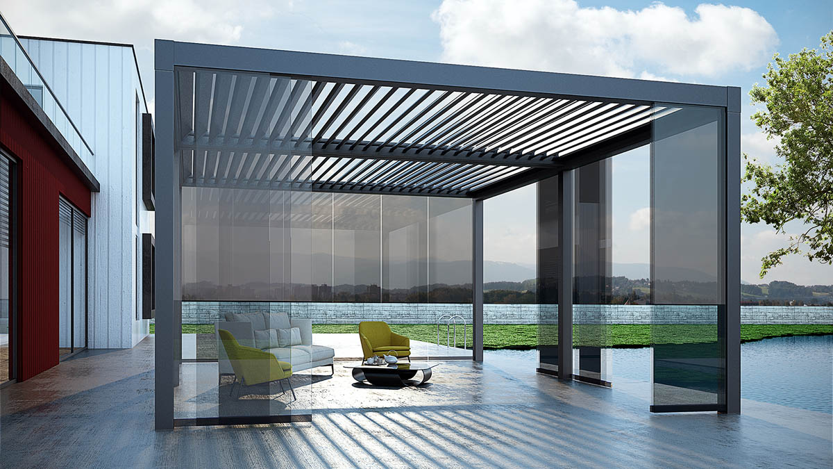 retractable louvre roof with frame