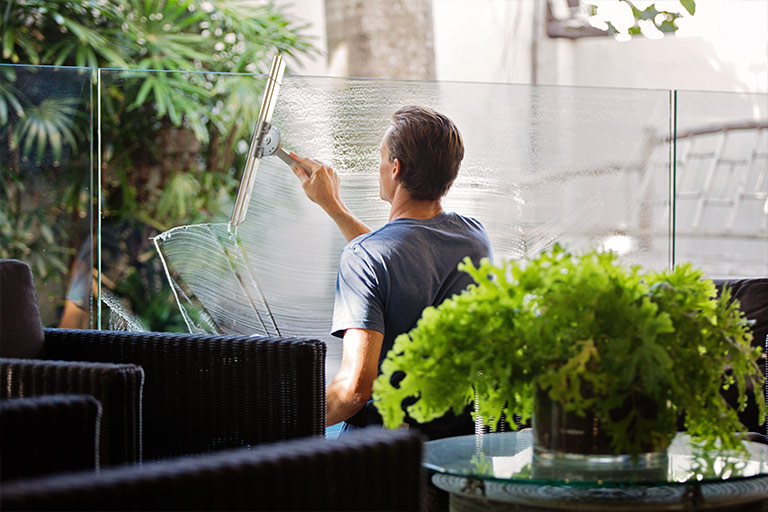 cleaning outdoor shading system