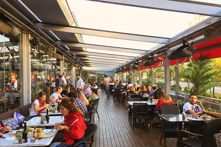 retractable fabric roof with radio control systems