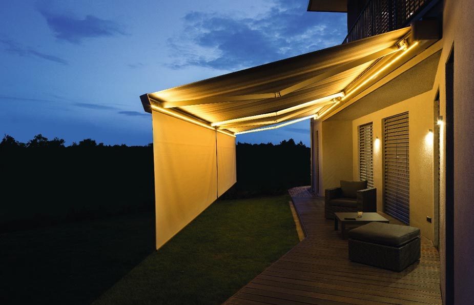 retractable awning with lights