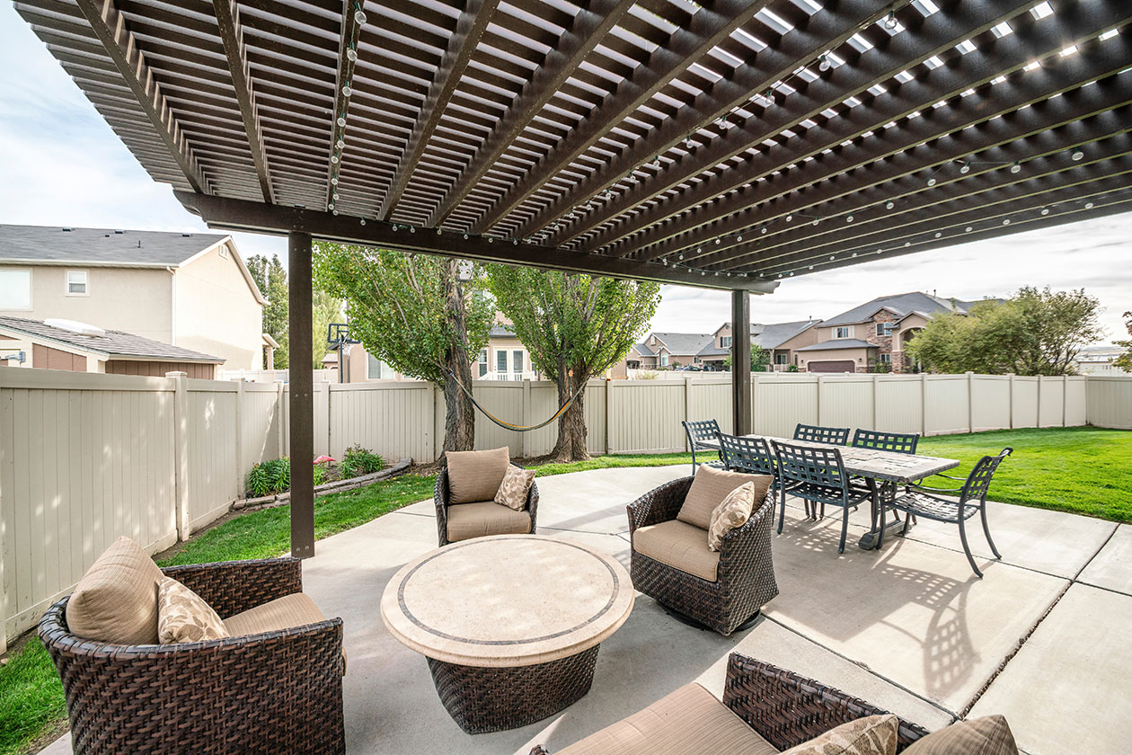 Pergola with garden furniture