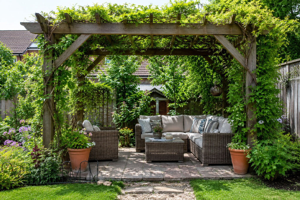 Pergola in garden